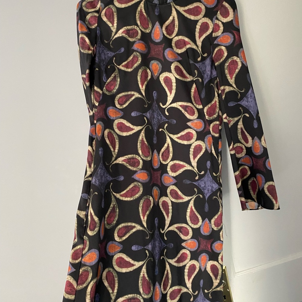 Zara Black and Orange Long Sleeve Dress